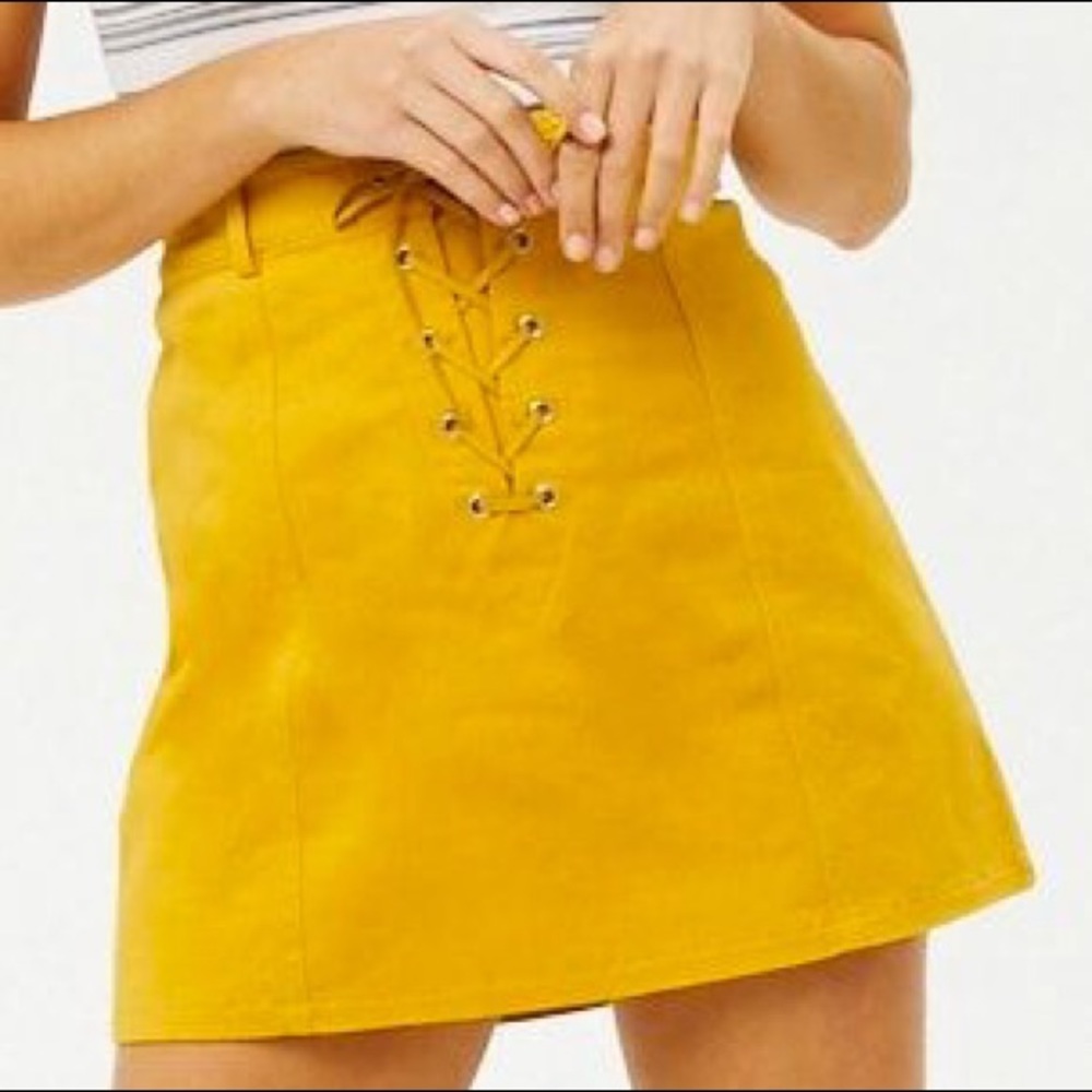 ‼️SOLD‼️Forever21 Mustard Yellow Lace-up Skirt